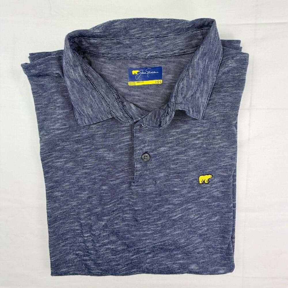 Jack Nicklaus Golden Bear Men’s Blue Space-Dye Heathered Golf Polo Shirt Large